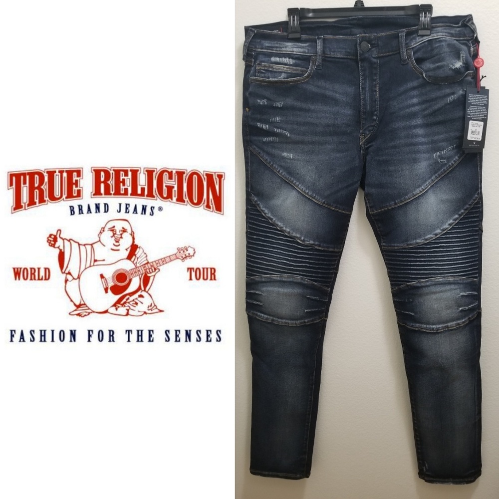 (NWT) TRUE RELIGION Rocco Moto Jeans